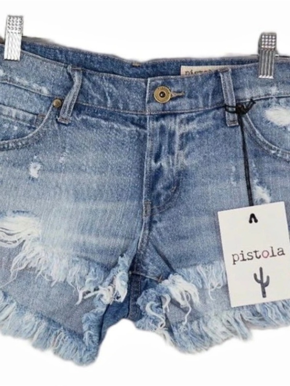 REVOLVE Pistola Cut Off Shorts High Tide Blue Jean Shorts Waist 26